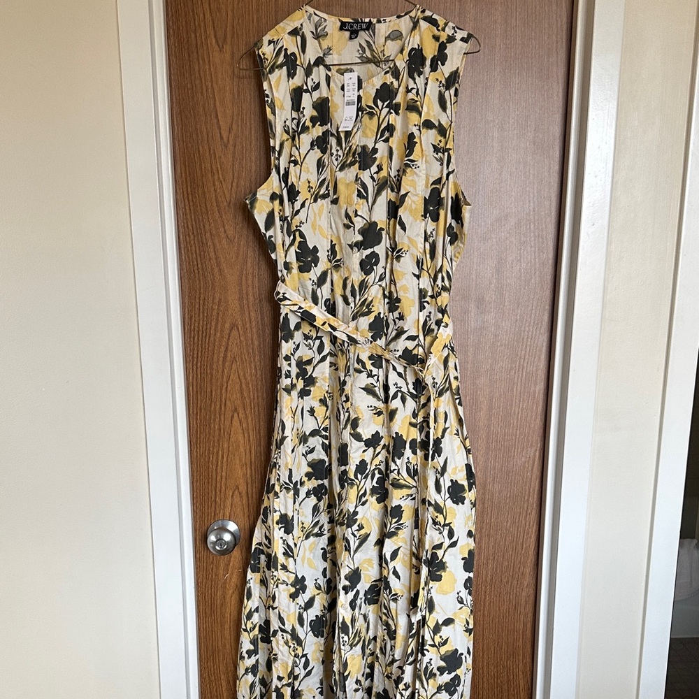 J. Crew Yellow and Black Floral Maxi Dress